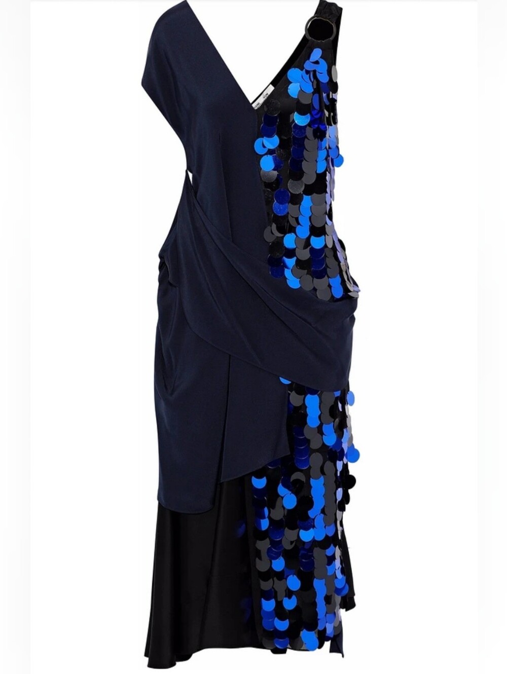 Diane Von Furstenberg Navy and Royal Blue One-Shoulder Sequin Dress